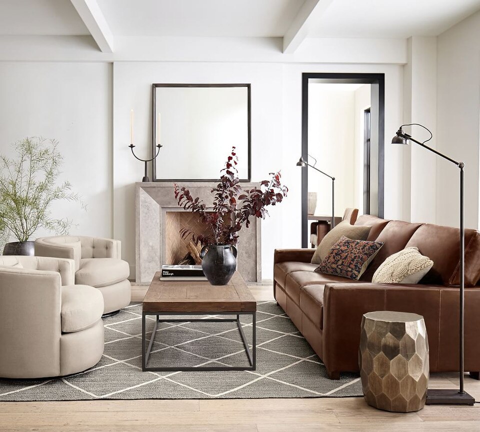 Turner Square Arm Leather Sofa - Pottery Barn Australia